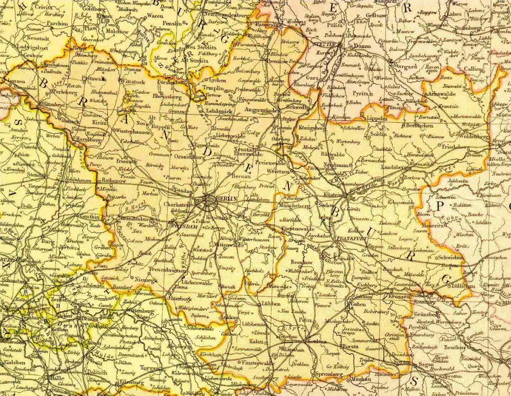 From Blackie & Sons Atlas (Edinburgh, 1882), Scale: 1:1,800,000 (or one inch equals about 28 miles)