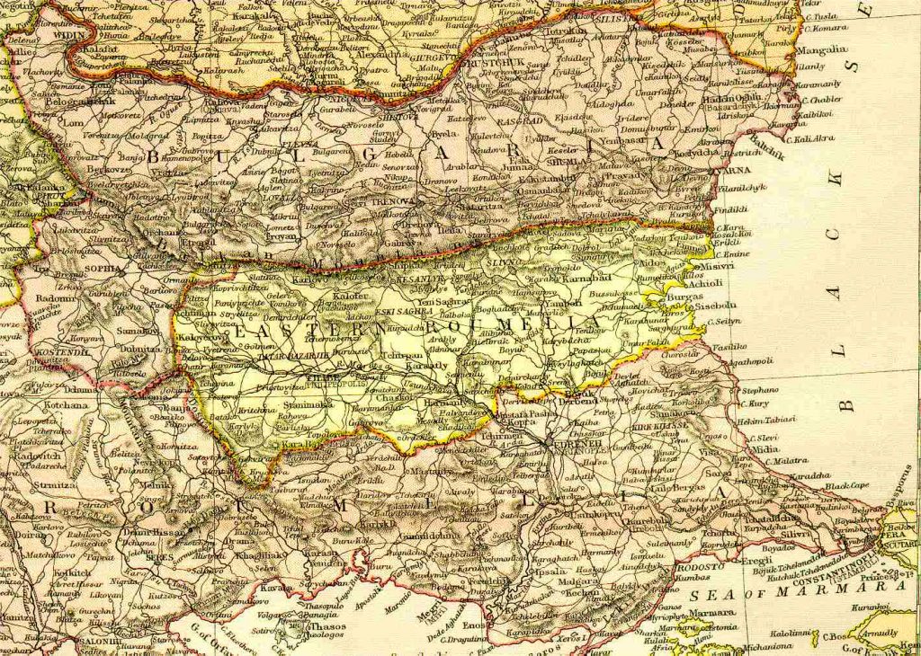 From Blackie & Sons Atlas (Edinburgh, 1882), Scale: 1:3,200,000 (or one inch = about 50 miles)