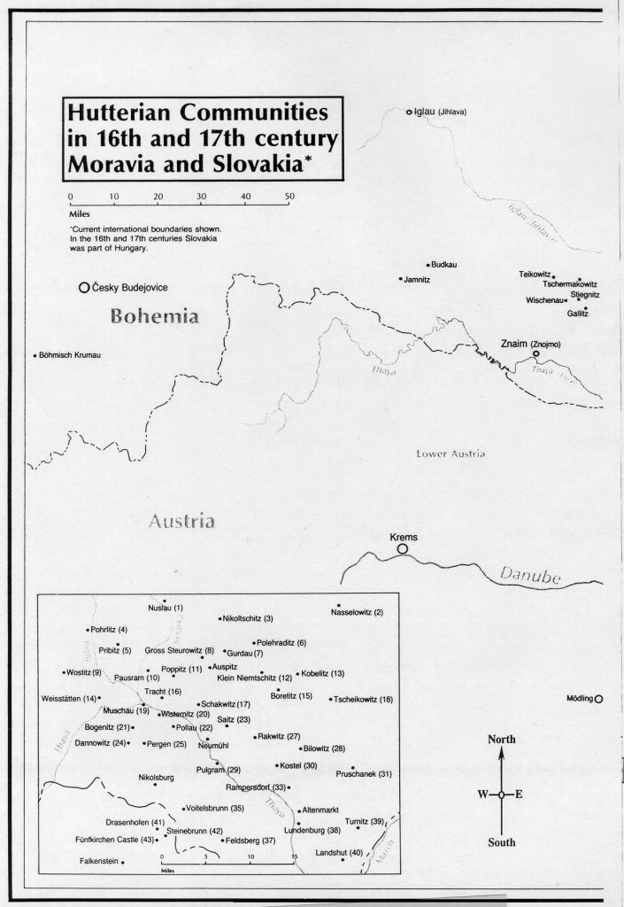 Hutterite places - Moravia and Slovakia
