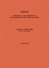 FEEFHS Journal Volume I 1992-1993